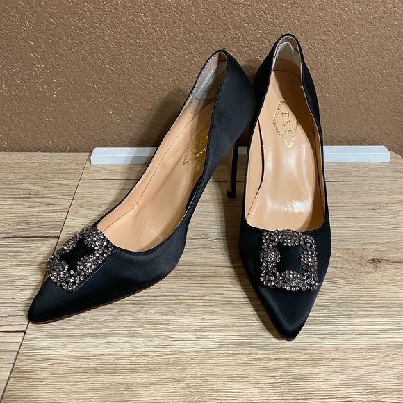 EKS Kricoa Satin High Heel Pumps Black 8 - Picture 5 of 16